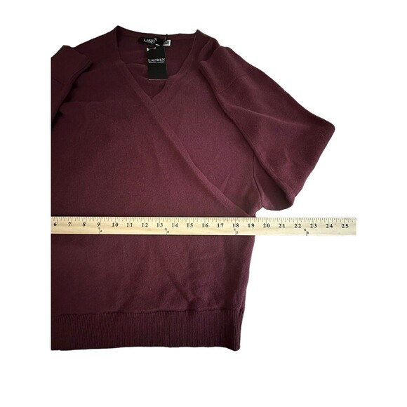 NWT Lauren Ralph Lauren Black Label L Burgundy Cross Wrap Slouchy Sweater #Q6-8 - Picture 6 of 12